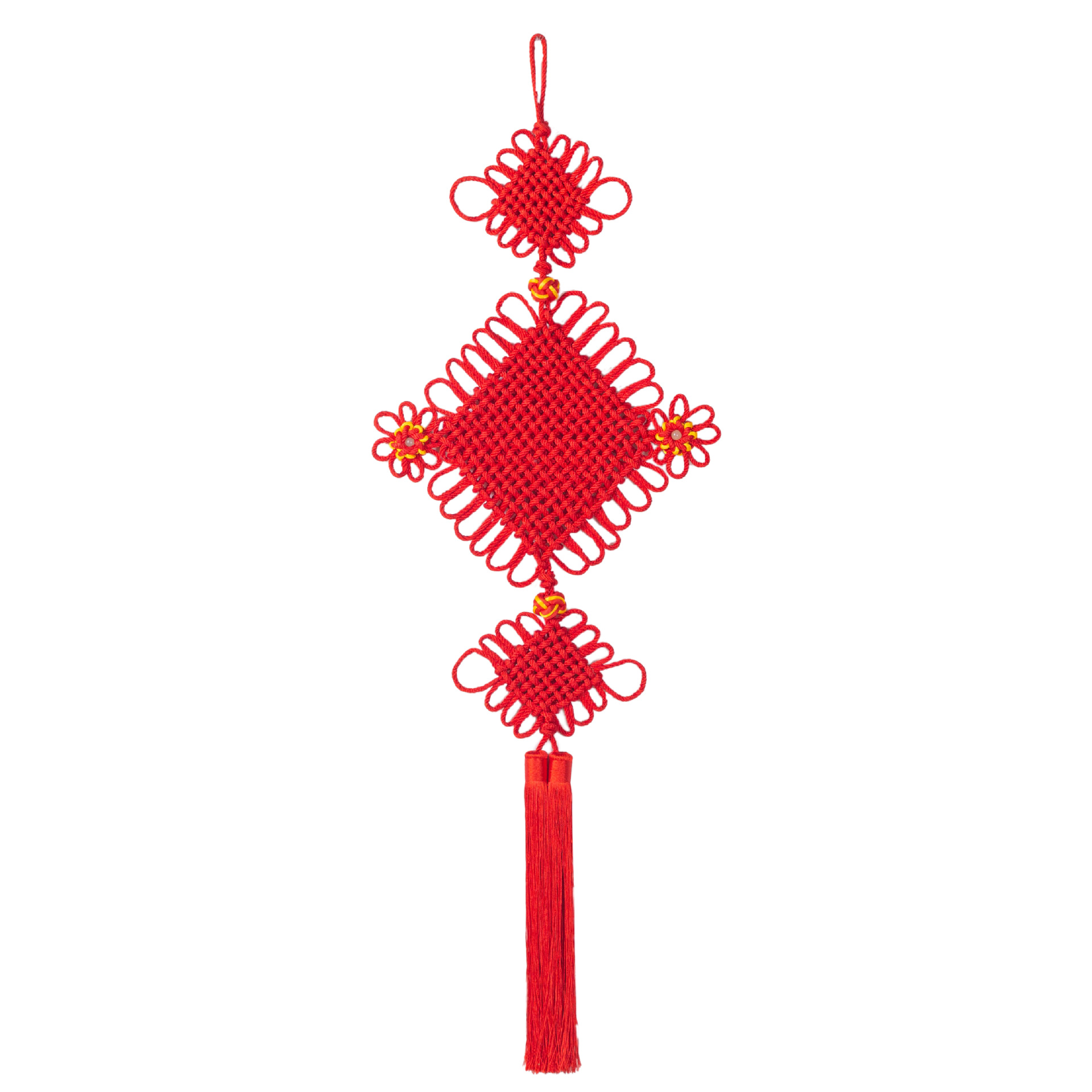 夜明珠中国结挂件化解门对门挂饰人财两旺花开富贵同心结三阳开泰白底实物图