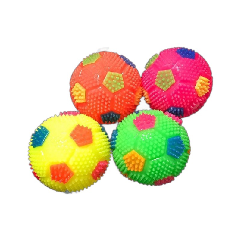 6.5cm flashing sound massage football children's toy, elastic luminous football with whistle, small football toy Item Picture