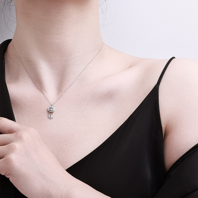 Dreamcatcher element necklace for women, Exquisite 2025, a niche light luxury pure silver pendant with a simple and cold style