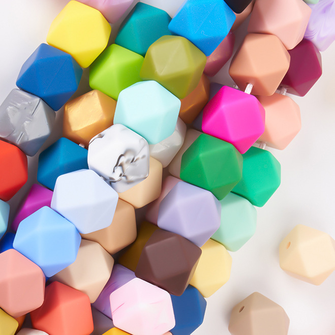 硅胶婴儿练齿器散珠17MM八角珠儿童硅胶珠手工串珠厂家珠批发详情图1