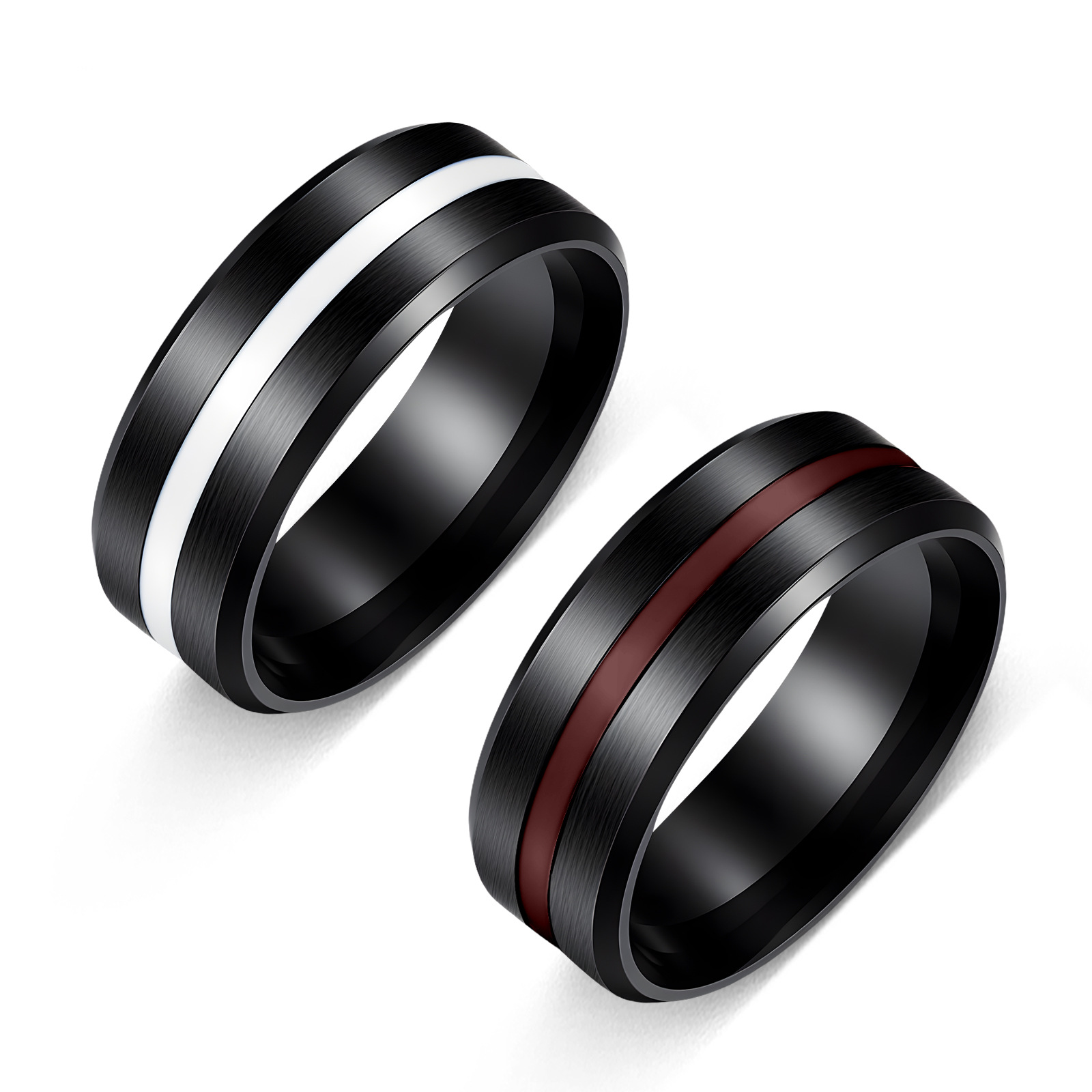 Cross-border best-selling 8MM wide black sand-coated stainless steel oil-dripping men's ring, simple and fashionable jewelry wholesale