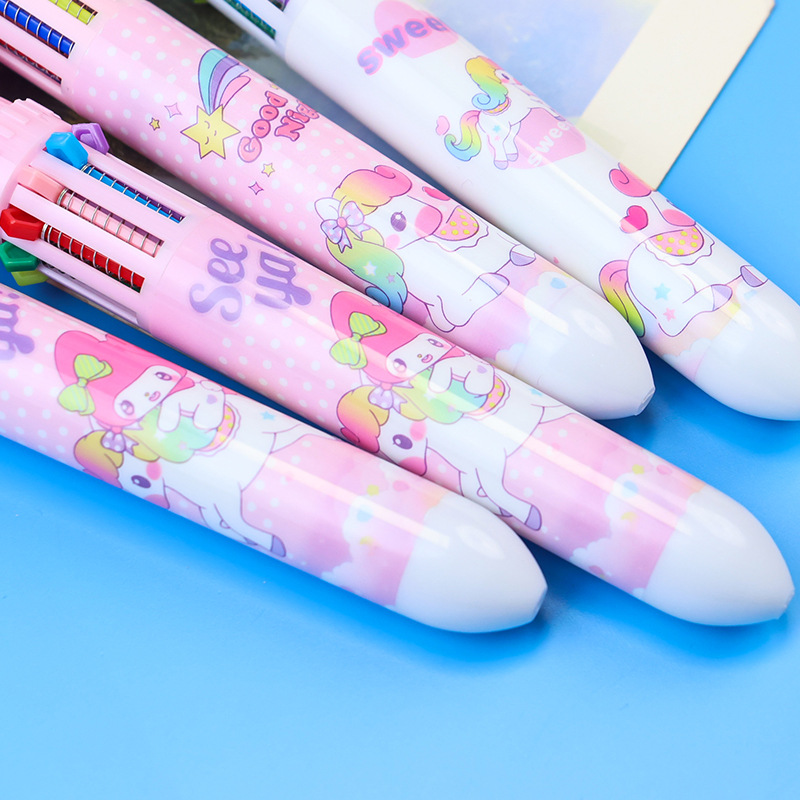 Cartoon sequin ten-color pens, multi-color pens, watercolor pens, markers, drawing pen sets, student cartoon highlighters, stamps, eyeliner pens Specification drawing