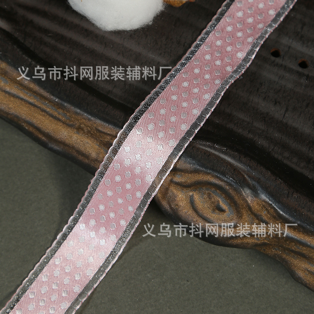Korean style 2.6cm colorful polka dot ribbon gift box packaging decoration polyester ribbon diy bow hair accessory webband accessories details Picture