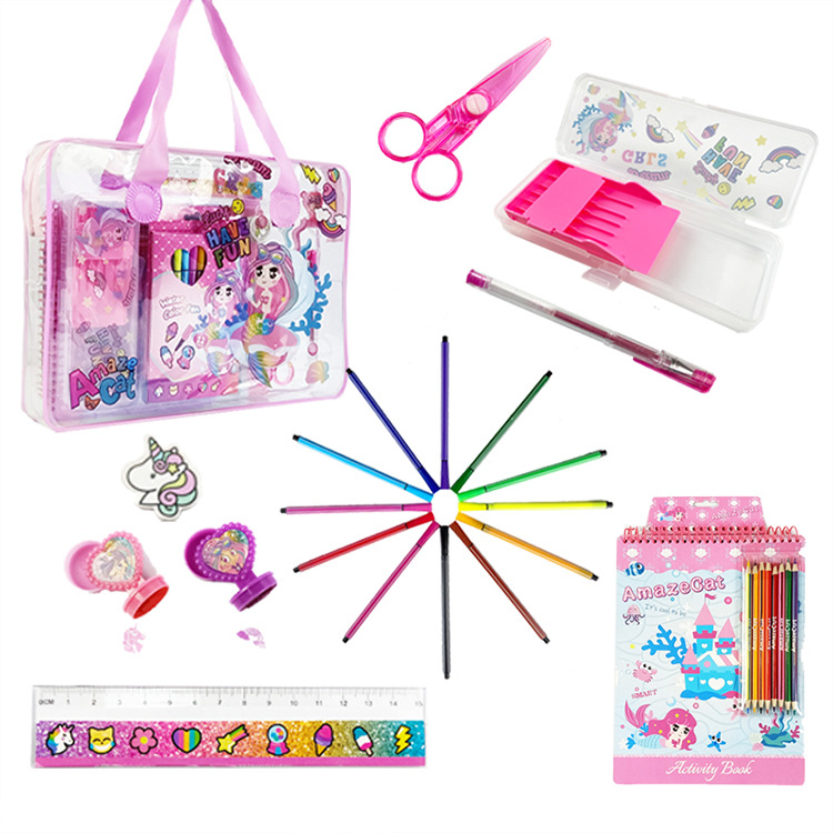 The painting set with a handbag, the Surprise Cat returns to school, stationery set, office and school