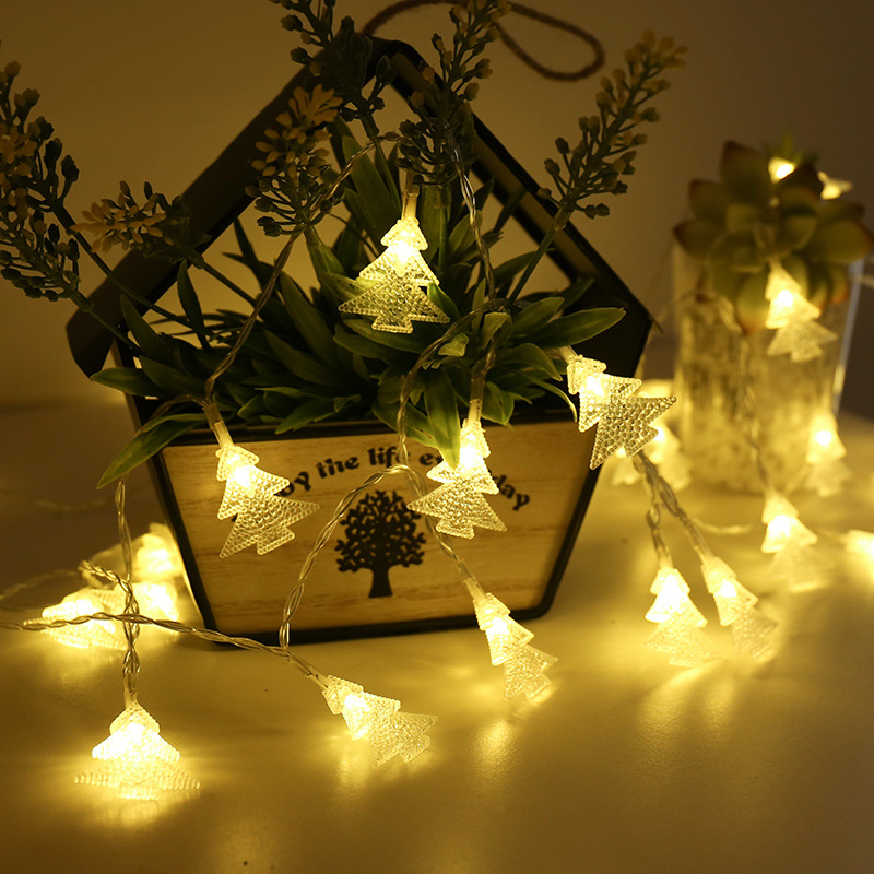 Small Christmas tree light string shaped decorative light string, battery box light string, Christmas festival light string, outdoor LED small color light details Picture