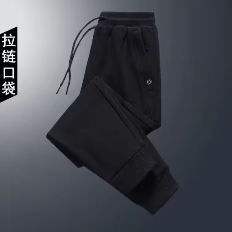 Men's casual long pants for autumn and winter, featuring a new style of plum blossom zipper sporty and warm sweatpants details Picture