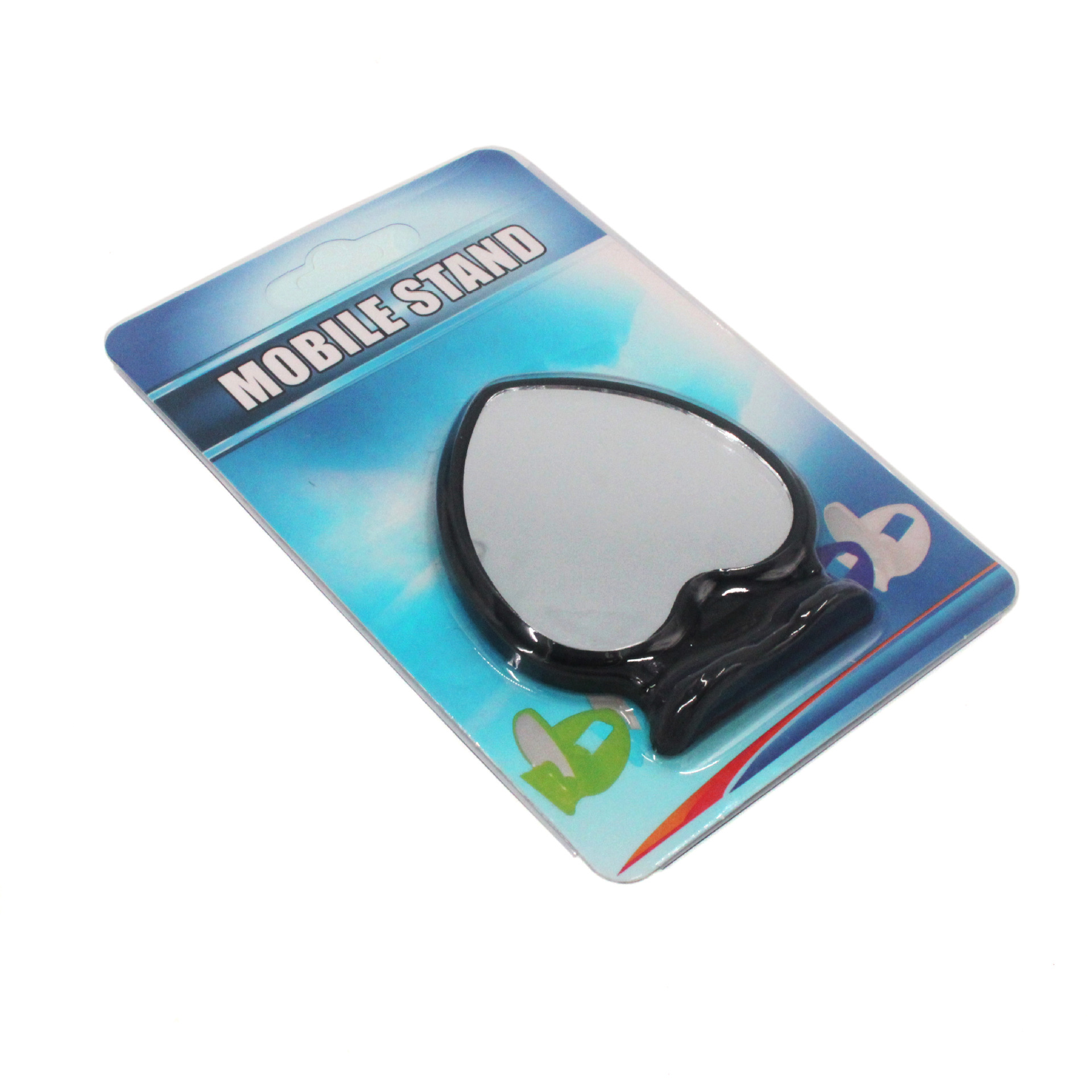 创意带镜子折叠桃形手机支架 CJ-009桌面便携多角度调节塑料支架白底实物图