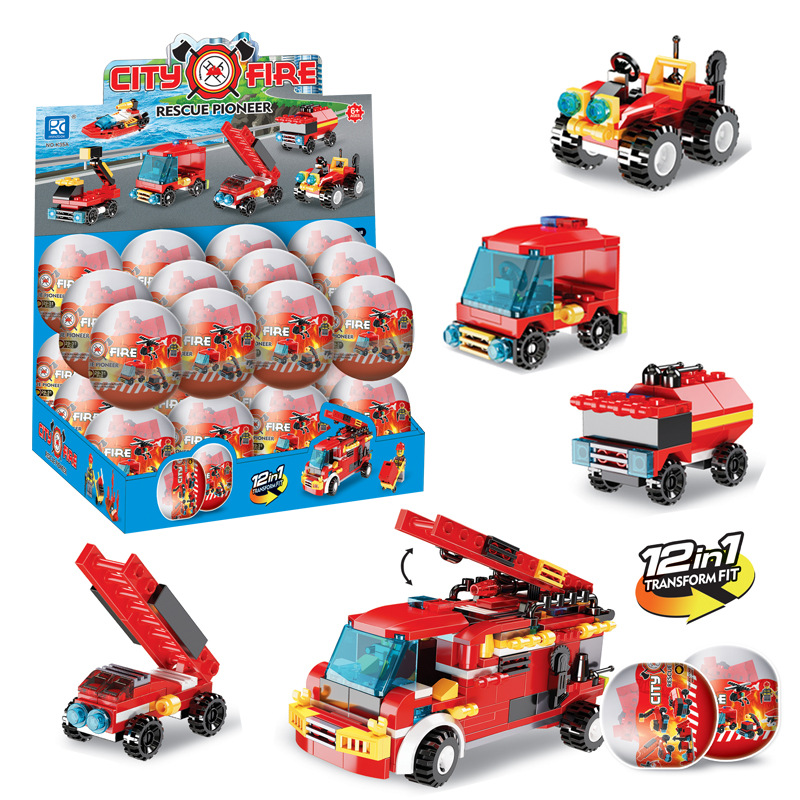 Children's assembly and educational building blocks, car king, Gashapon, cartoon small particles, engineering vehicle, go-kart, and twelve zodiac toys details Picture