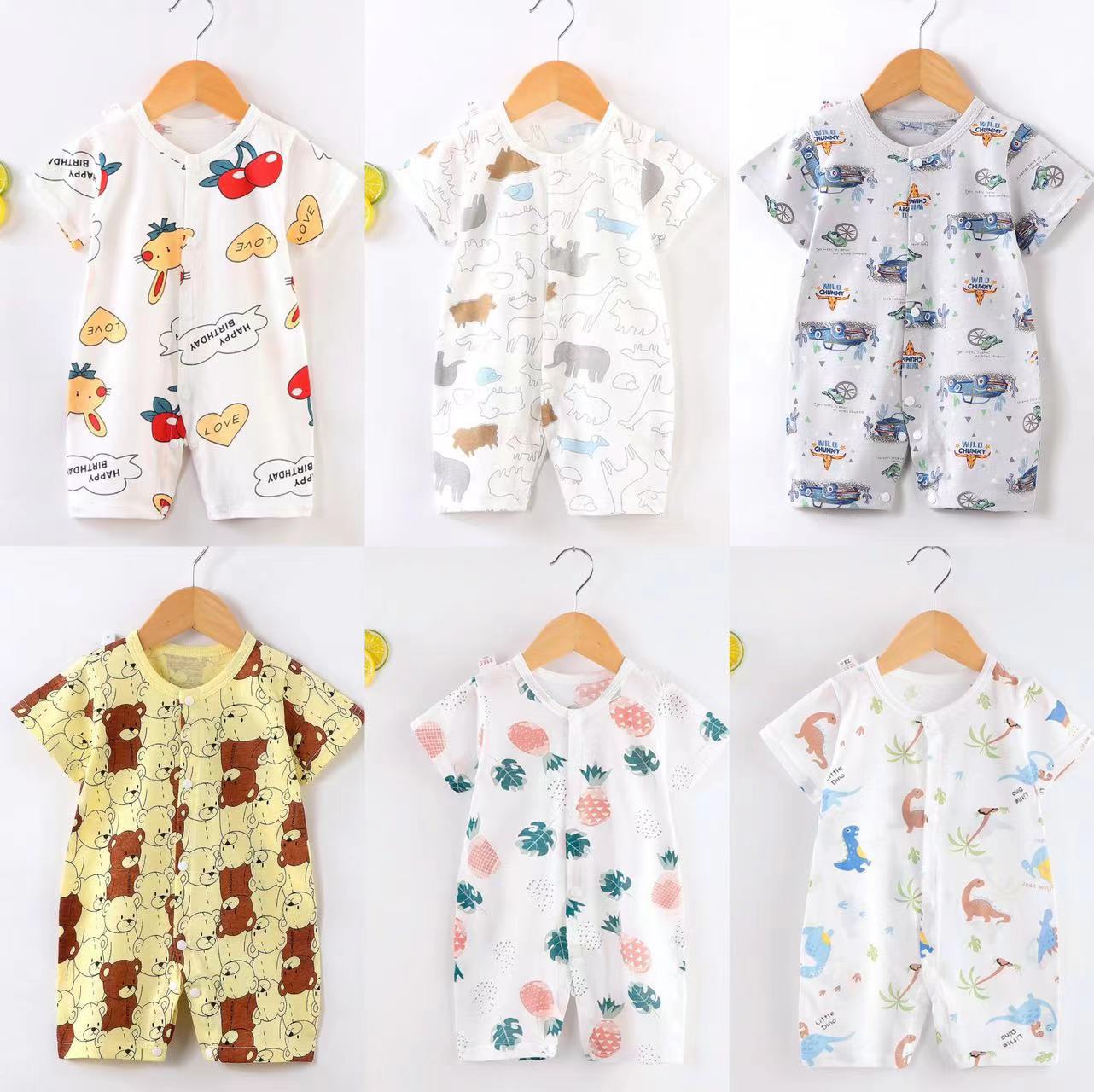 2025 New style baby one-piece suit, newborn crawling suit, short-sleeved thin Hayi infant and toddler clothing, baby farting suit