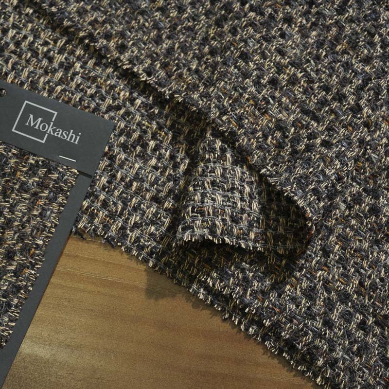 Mokas wool blend chanel-style fabric for autumn and winter, dark-colored outerwear, shoes, hats, bags, pants and skirts, tweed fashion fabric Application Scenario