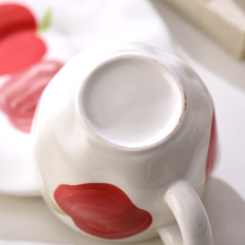 Creative hand-molded ceramic cups and plates, high appearance level mugs, Ins-style coffee cups and plates, water cups, afternoon tea cups set Specification image