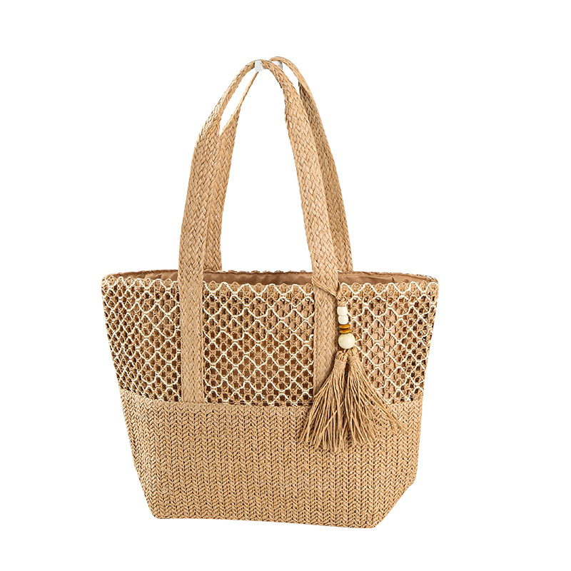 Cross-Border Straw Weaving Bag, Beach Crossbody Vacation Straw Weaving Bag, Women's Woven Bag, Single-Shoulder Bag, Hand-Held Large-Capacity Handcrafted Straw Weaving Bag Item Picture