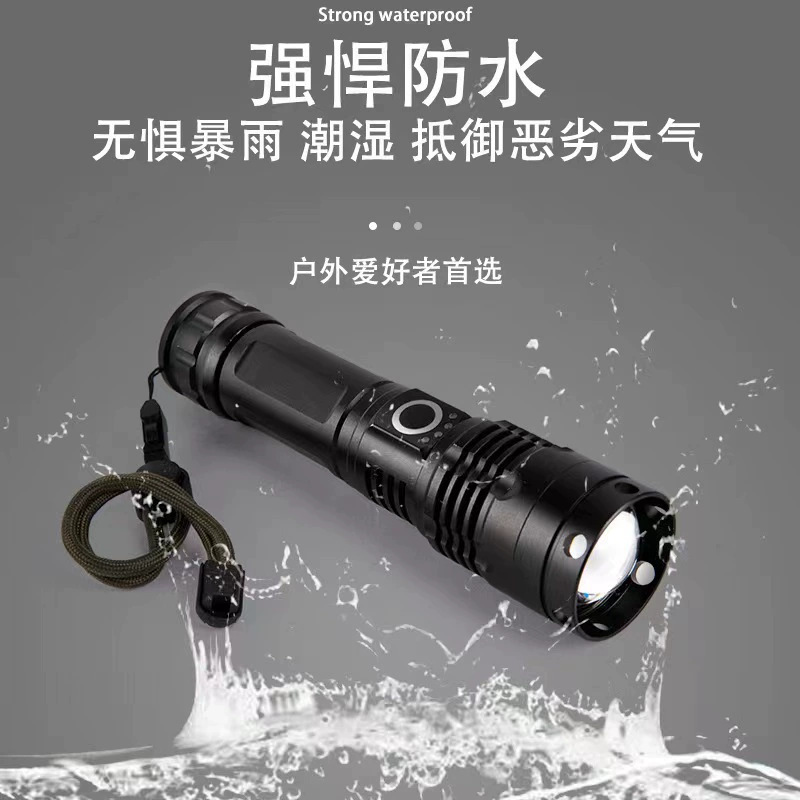 Powerful flashlight with telescopic focusing, P50 outdoor self-defense, aluminum alloy, high-power USB charging, T9 high-brightness wick Application Scenario