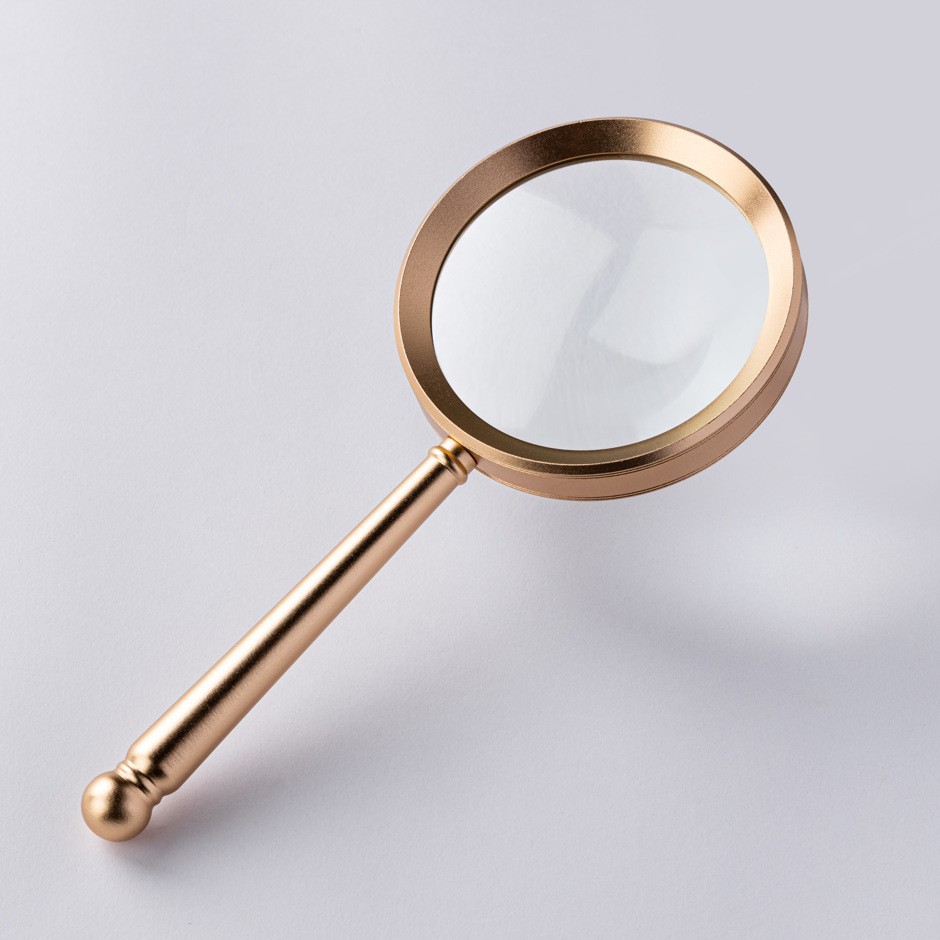 A new cross-border aluminum alloy shell, optical glass lens, antique 75MM magnifying glass for gift authentication and stamps
