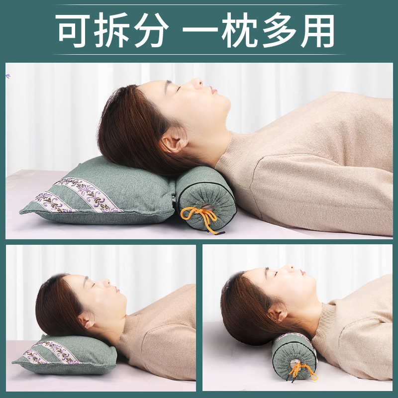 Mugwort one-piece pillow, household round moxibustion pillow, neck protection pillow, detachable mugwort sleep aid cervical pillow wholesale details Picture