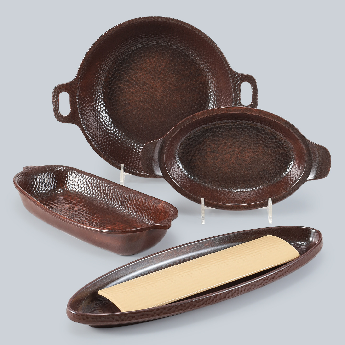 Melamine plates, imitation porcelain boat-shaped tableware, hot pot side plates, retro Japanese rectangular deep plates, commercial use details Picture