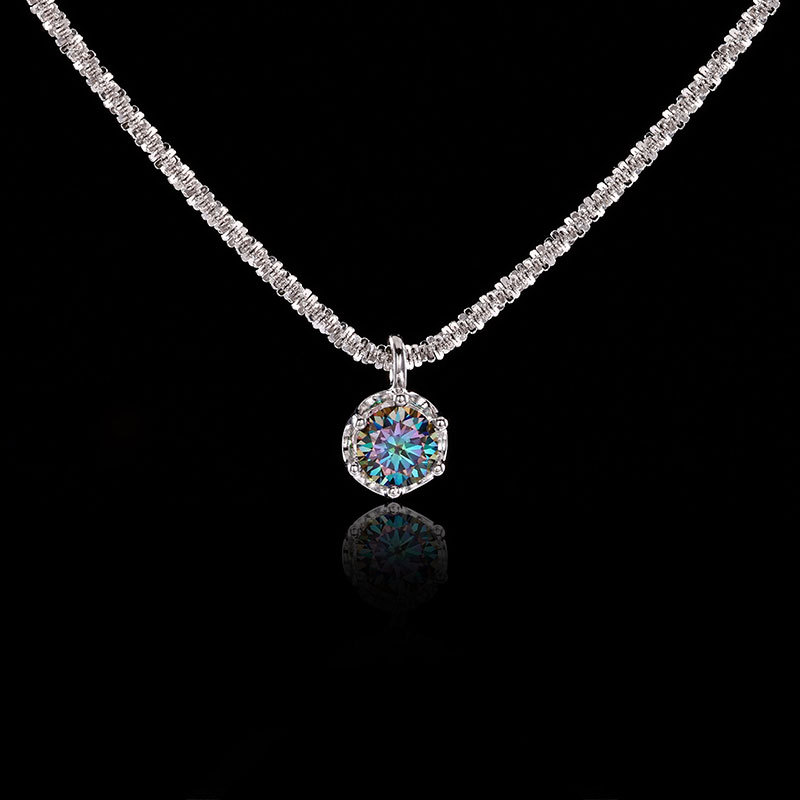 S925 all-silver, light luxury, niche high-end collarbone chain, moissanite fashionable Valentine's Day gift necklace for best friends details Picture