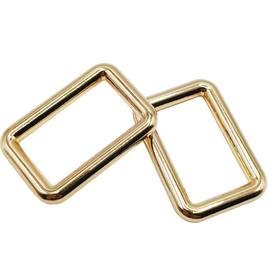 1-inch zinc alloy die-cast round line square buckle, light gold rectangular backpack shoulder strap, clothing and luggage hardware mouth buckle Item Picture