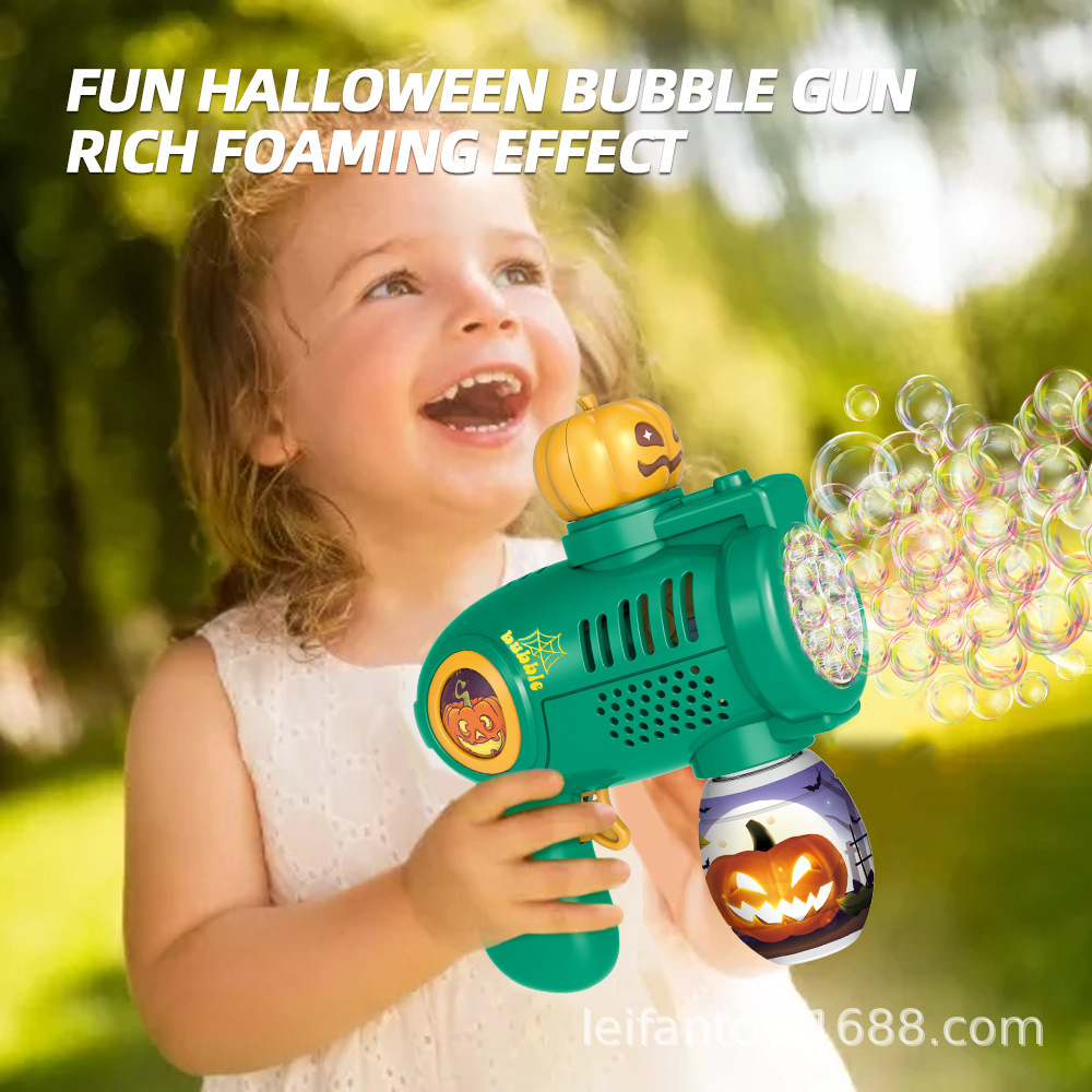 The 2024 new model of children's fully automatic electric handheld space UFO Halloween bubble gun toy details Picture