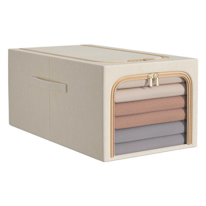 Large window clothing cabinet storage box, steel frame folding and deepening width organization box, moisture-proof toy underwear storage box Item Picture
