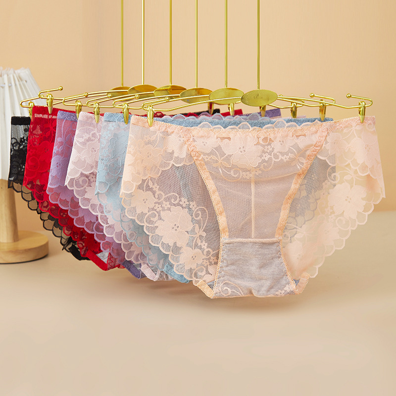 新款法式轻奢女士内裤舒适轻薄柔软蕾丝低腰无痕内裤女