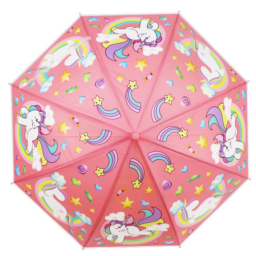 Children's umbrella unicorn, Japanese-style Korean fresh and cute, long-handled cartoon umbrella for students and children, can be printed with logo Application Scenario