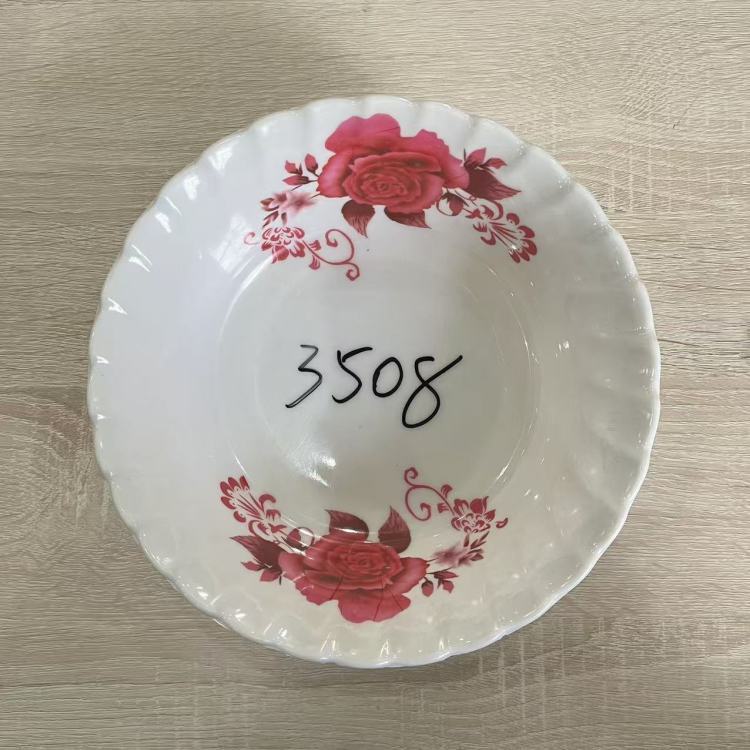 Lace melamine deep plate, simple printed soup bowl, home restaurant imitation porcelain tableware Specification drawing