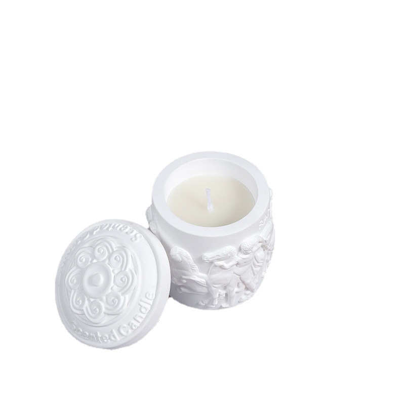 复古立体雕像香薰蜡烛卧室无烟香氛植物蜡石膏杯扩香批发跨境白底实物图