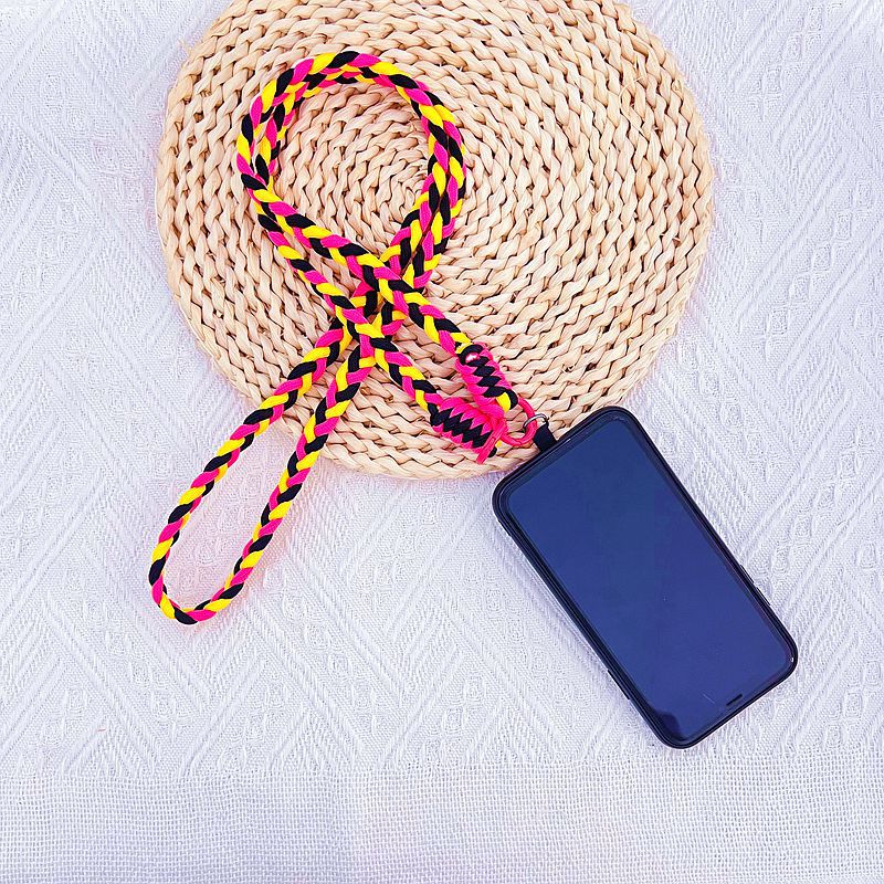 Hand-woven phone case back clip lanyard, long diagonal three-color braid, multi-functional pendant for hiking and outdoor travel Application Scenario