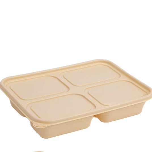 Biodegradable and environmentally friendly takeout disposable lunch boxes with three, four or five compartments, corn starch packaging boxes, can be heated by microwave Specification image