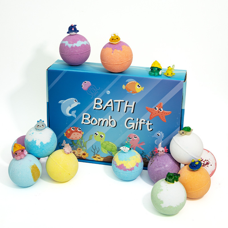 Cross-border Ocean Bath Salt Ball Set 60g*12 bath bubble bath balls Children's sea salt bath Ball Gift Box set Item Picture