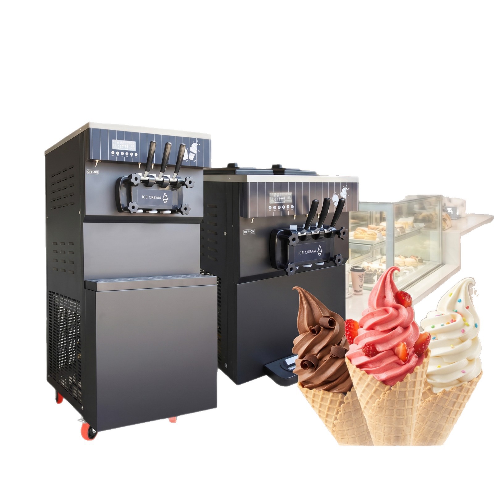 Commercial ice cream machine, fully automatic vertical desktop three-color ice cream making machine, factory direct sales, cold drink equipment Item Picture