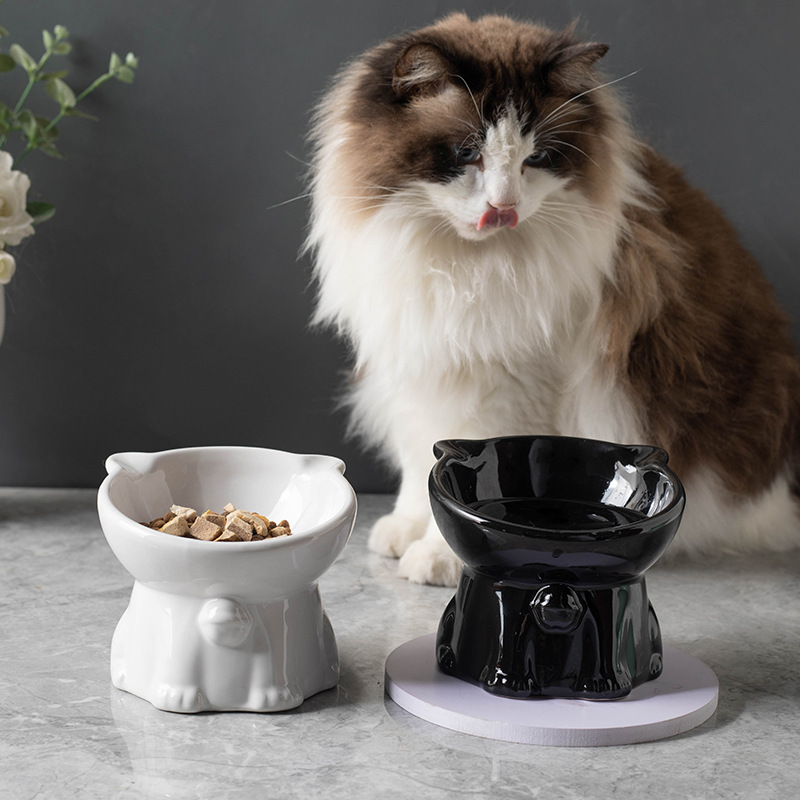 Ceramic cat bowl, pet supplies, automatic feeder, cat supplies, large capacity, durable and shockproof details Picture