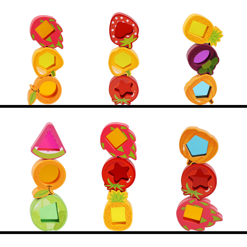 Children's early education and intelligence toys: Simulated fruit and vegetable translucent acrylic building blocks, geometric shape recognition stacking height Application Scenario