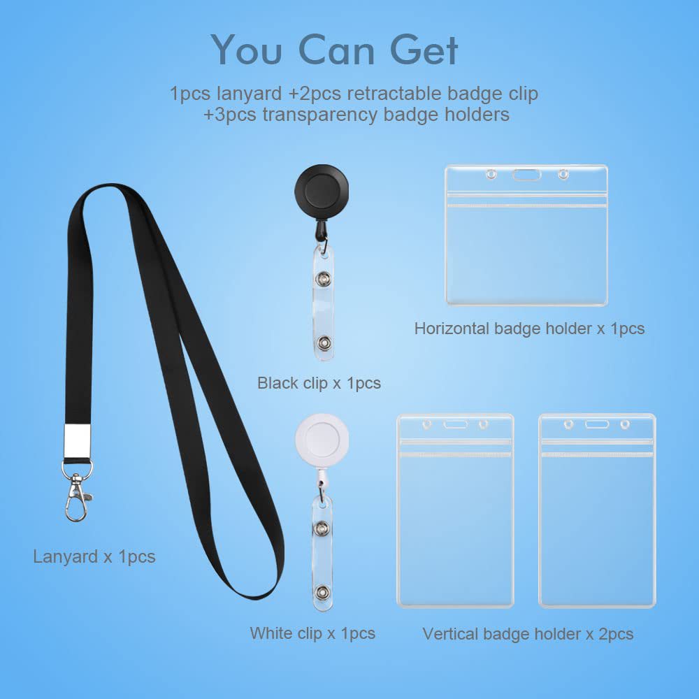 Cross-border best-selling horizontal and vertical waterproof ID card holder, lanyard, easy-pull buckle, easy-pull telescopic name tag, badge card holder details Picture