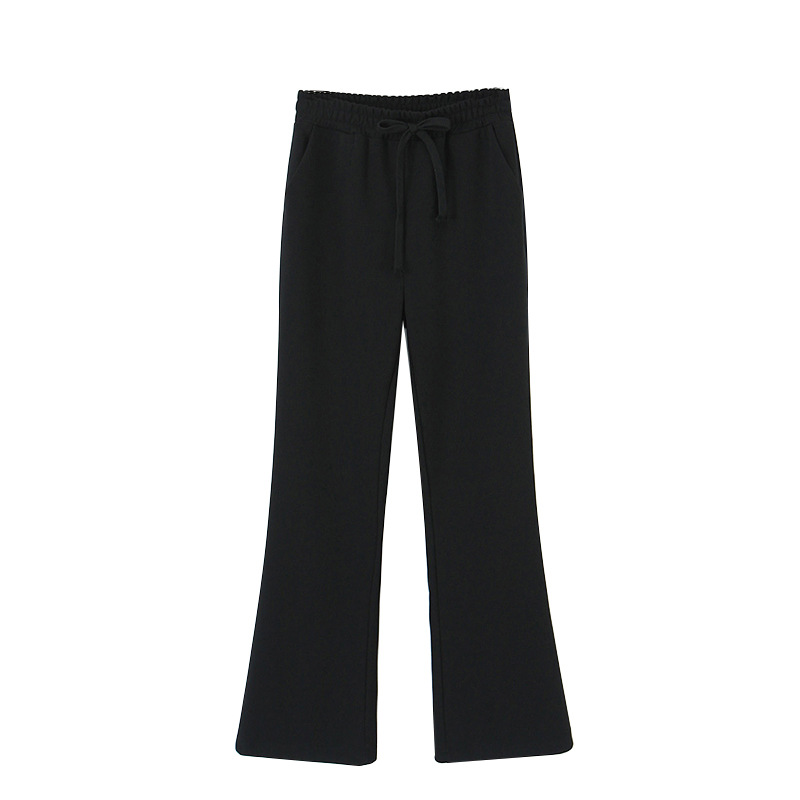 Runqi N8658 Extra-large leg slimming cut micro flared floor-length stretch Little black Pants wholesale large-sized women's long pants Item Picture
