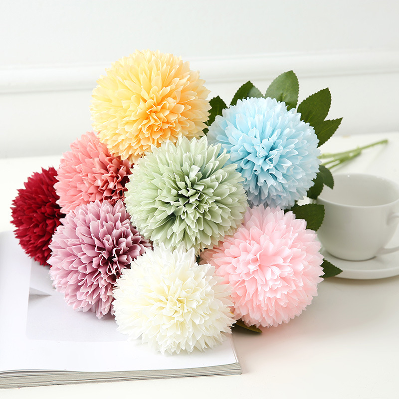 Wholesale of simulated large ball chrysanthemums, living room dining table decoration flowers and plants, wedding scene decoration props, dandelions full figure