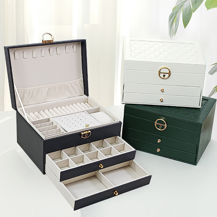 Large-capacity jewelry box, three-layer drawer, multi-functional stud earrings, ring earrings, necklace, gold bracelet and jewelry storage box Application Scenario