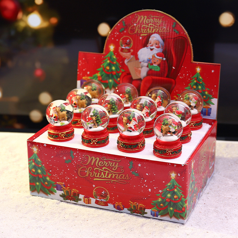 New cartoon Christmas small crystal ball luminous mini Christmas gift, children's gift wholesale display piece details Picture