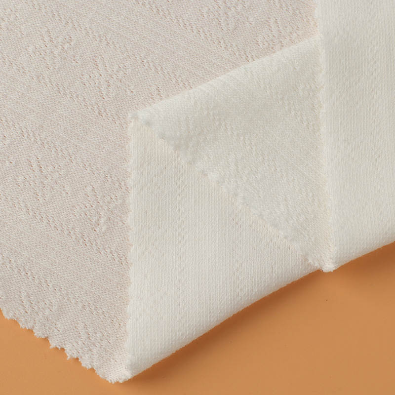 全棉针织提花罗纹本白移圈弹力面料春夏家居服睡衣面料