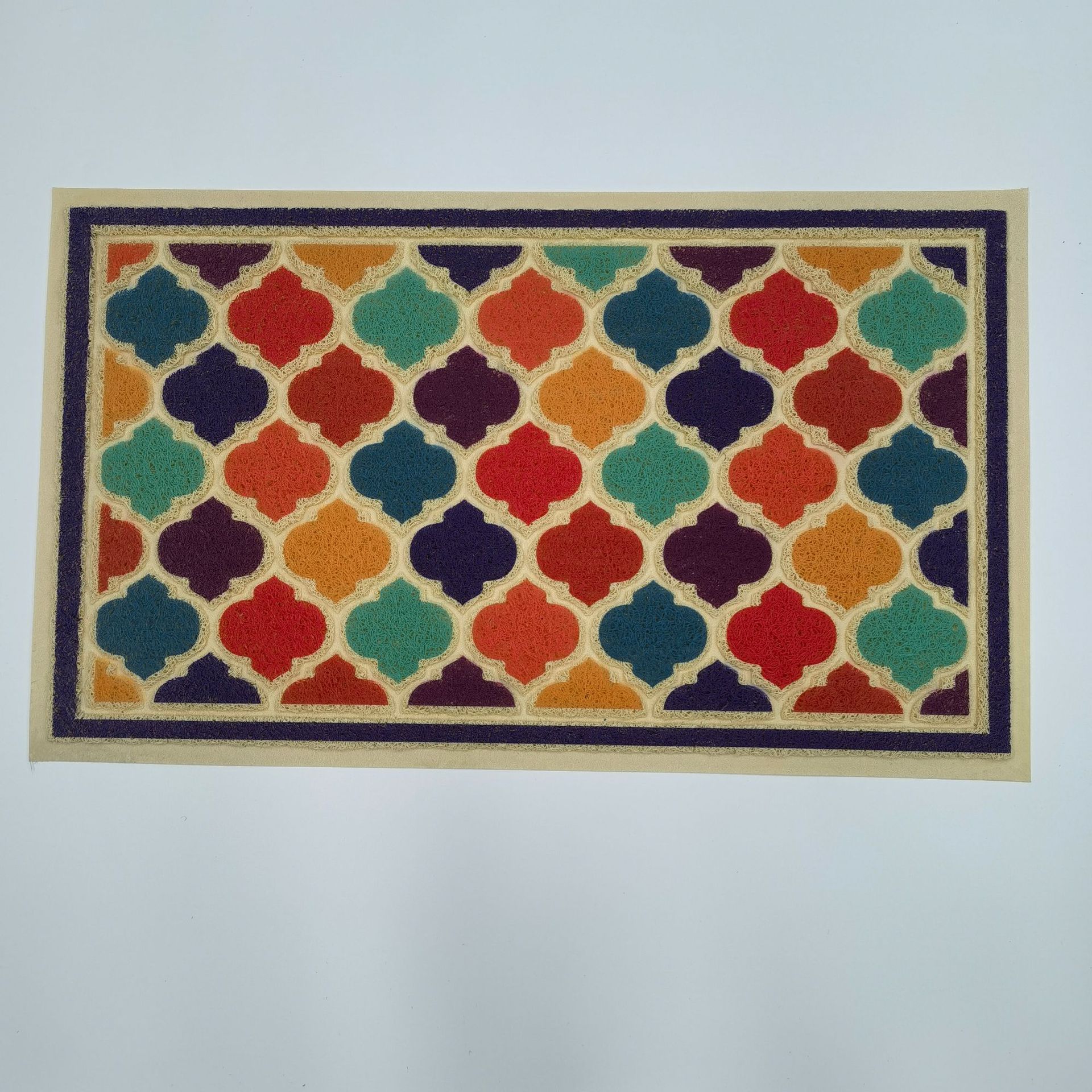 拉丝喷印3D立体彩虹条纹脚丫叶子摩洛哥四宫格色块图案刮沙泥地垫