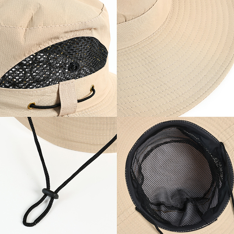 Wholesale of outdoor oversized brim breathable mountaineering hats, summer sun protection and shade hats, fishing and casual large-necked fisherman hats Specification image