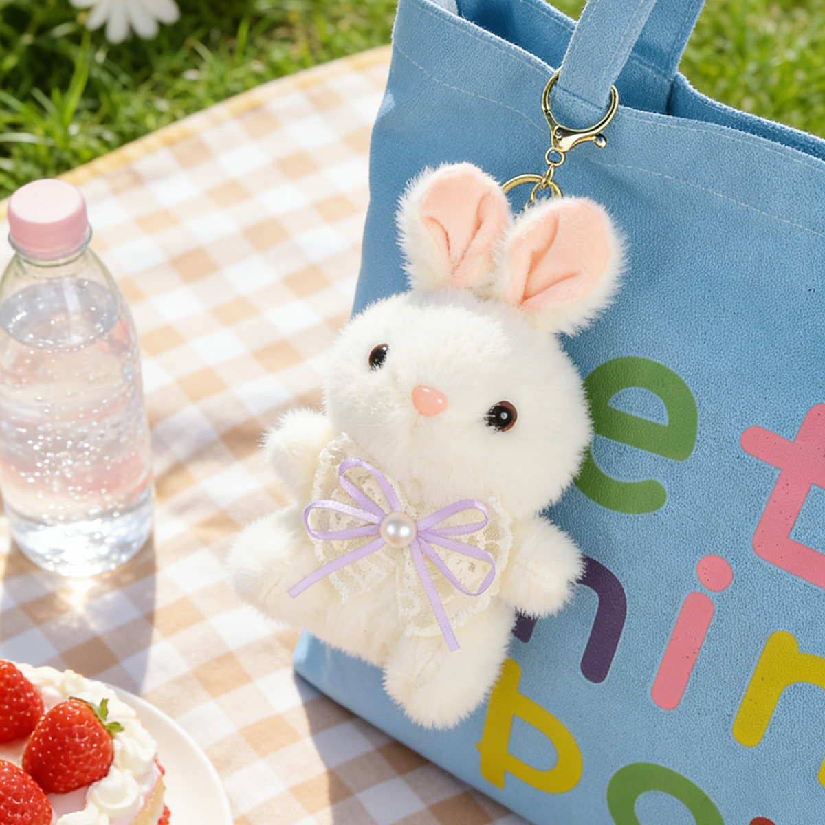 Cute lace bow, little rabbit, bag pendant, small doll, plush backpack, hanging ornament, doll, high-end backpack Specification image