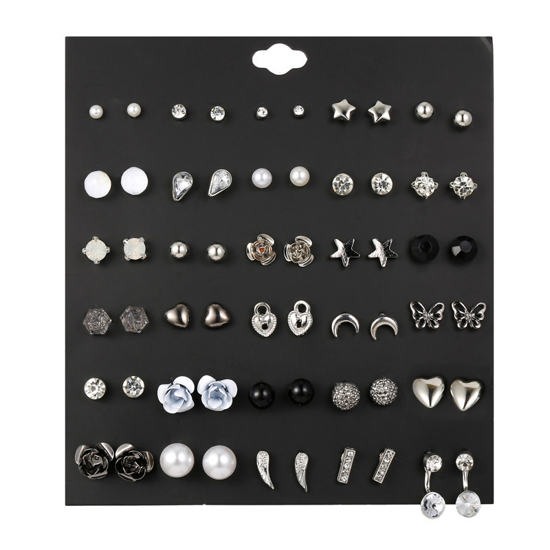Wholesale of 30 pairs of different combinations of European and American trends, Korean style Instagram earrings, high-quality earrings and stud earrings for women Specification image
