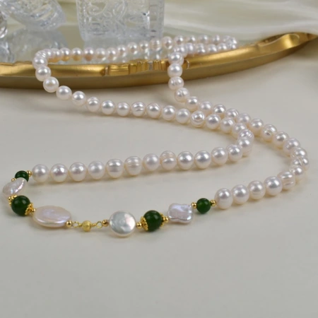 Chinese-style fashionable outfit, Baroque pearl necklace, women's natural freshwater pearl light luxury long sweater chain, neck chain Chinese-style fashionable outfit, Baroque pearl necklace, women's natural freshwater pearl light luxury long sweater chain, neck chain