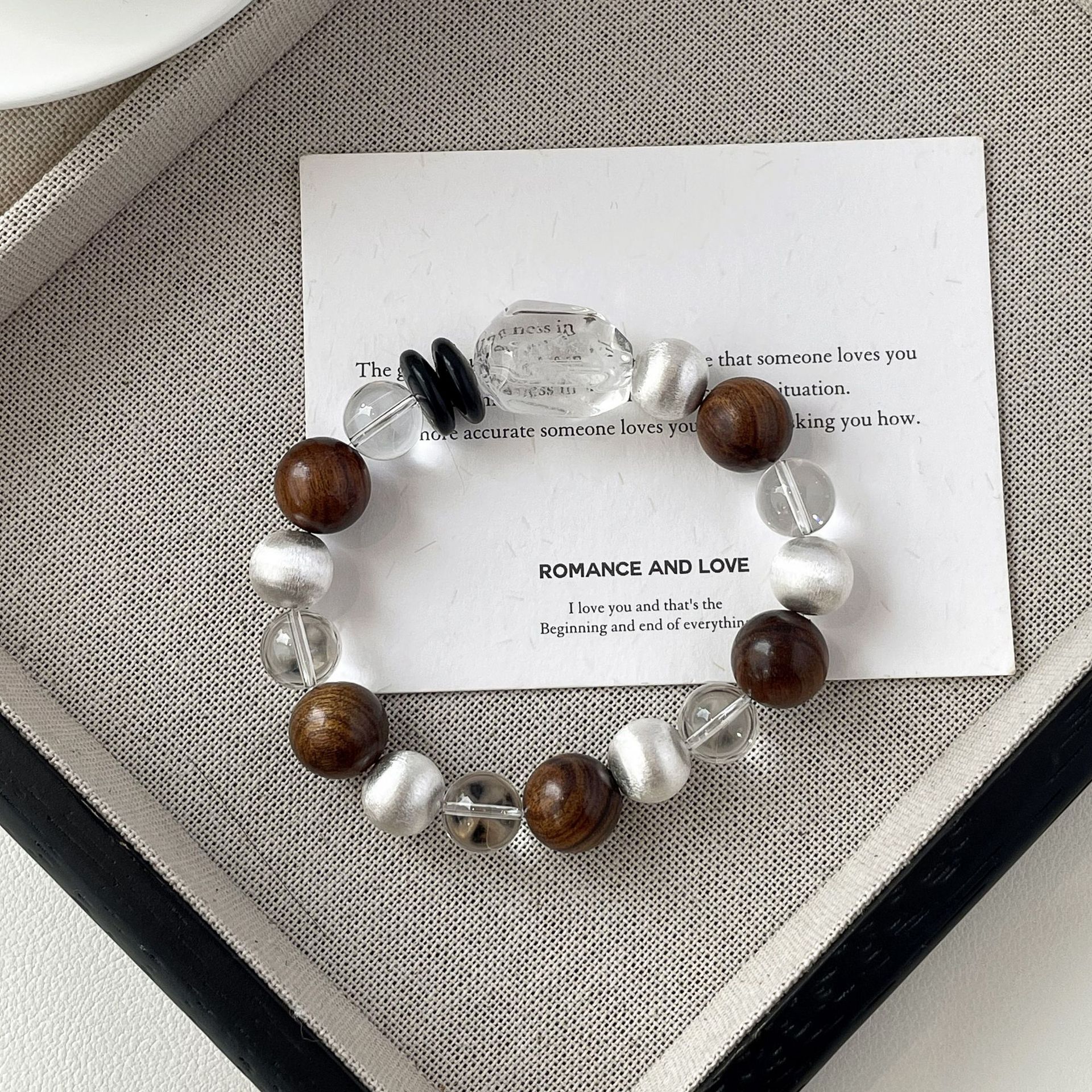 Original 999 pure silver natural irregular-shaped white crystal bracelet, ins niche sandalwood brushed round ball bracelet, women's jewelry Application Scenario