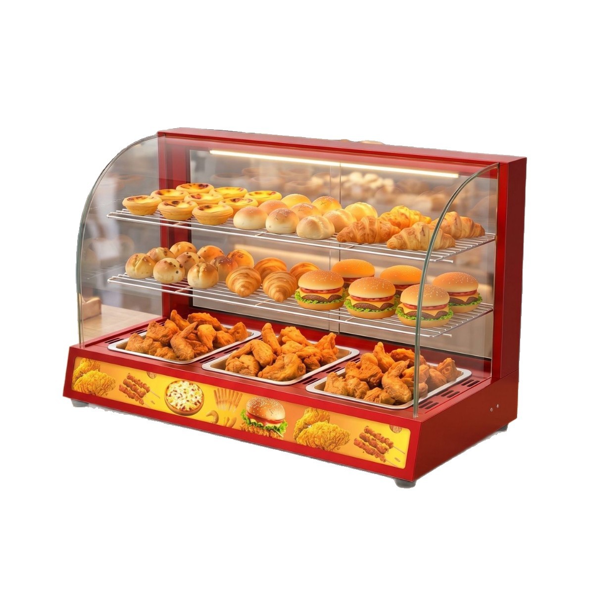 Commercial insulated cabinet, cooked food insulated display counter, constant temperature heating cabinet, fried egg tart food display cabinet manufacturer Item Picture
