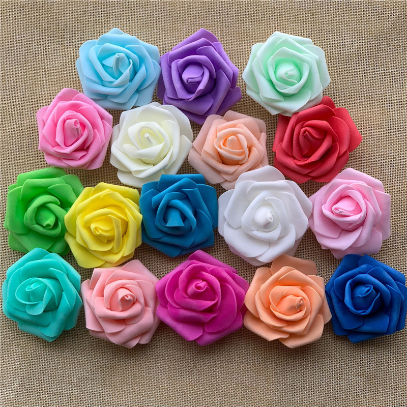 Cross-border 7cmpe simulated rose head, Qixi Valentine's Day foam flower, handcrafted material wedding flower ball lighting fixtures Specification image