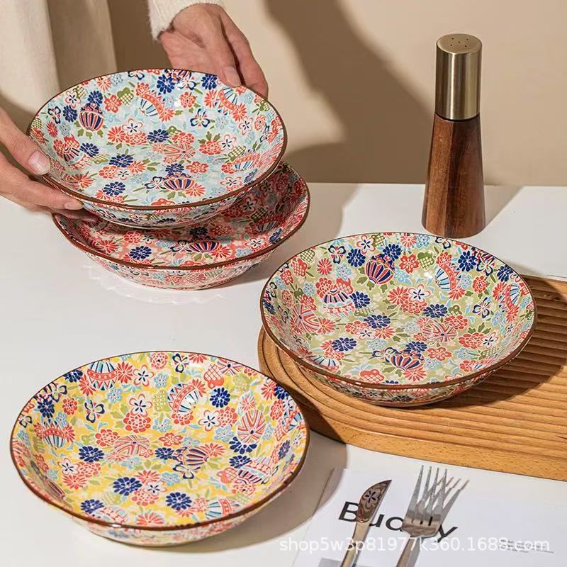 Wholesale of high-quality underglaze ceramic tableware, restaurant plates and bowls, and household sets details Picture