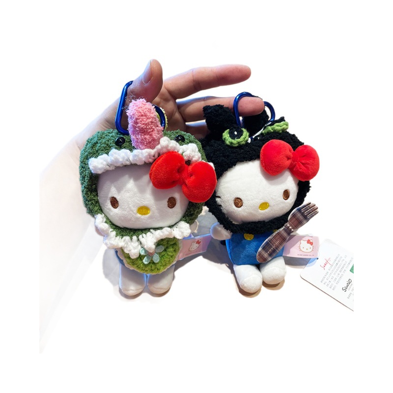 Cute kt cat bag pendant, plush toy, keychain doll, genuine hellokitty small pendant, secondary creation Item Picture